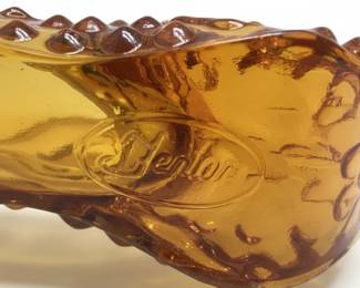 Fenton Glass Amber Hobnail Shoe Slipper with Cat Head second image