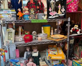 Vintage Barbie Case, Christmas Dolls, Winnie the Pooh Frame, Wooden Blocks