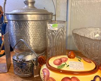 Hammered Aluminum Ice bucket, Vegetable Tureen