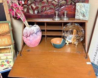 Carved Wall Decoration, Art Vase, Candle Holders, Drop Front Desk