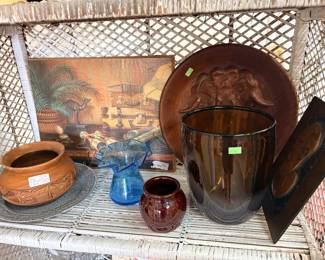 Art Glass Vase, Wooden wall Decor, Wooden bowl