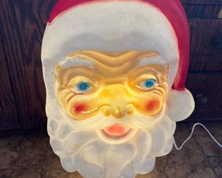Vintage large lighted Christmas Santa face blow mold