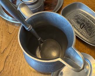 Vintage Wilton Armetale Plough Tavern Pewter Pitcher and Ladle Set second image