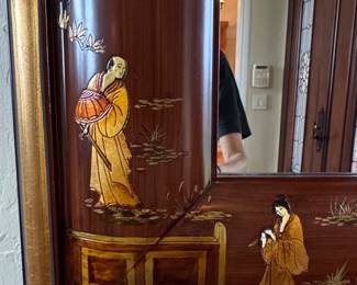 Vintage LaBarge Chinoiserie Lacquer Mirror second image