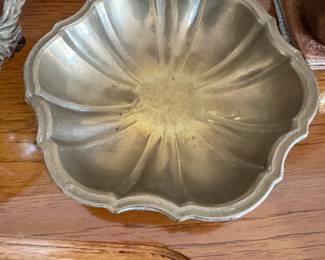 Vintage Brass Scalloped Bowl with Fluted Interior second image