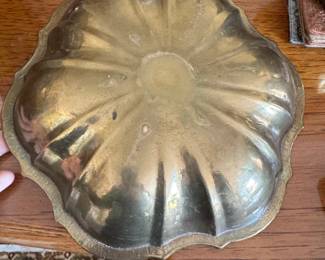 Vintage Brass Scalloped Bowl with Fluted Interior