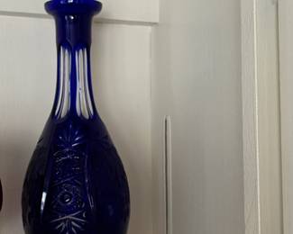 Cobalt Blue Cut Crystal Decanter