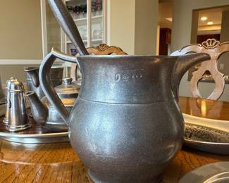 Vintage Wilton Armetale Plough Tavern Pewter Pitcher and Ladle Set