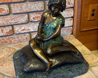 Bronze Sculpture of a Young Girl by A. Moreau second image