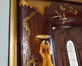 Vintage LaBarge Chinoiserie Lacquer Mirror third image