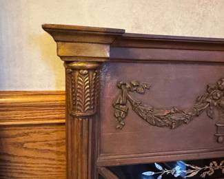 Antique Gilt Wood and Ebonized Mirror with Floral Marquetry third image