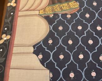 Indian Miniature Painting of a Royal Couple on a Swing third image