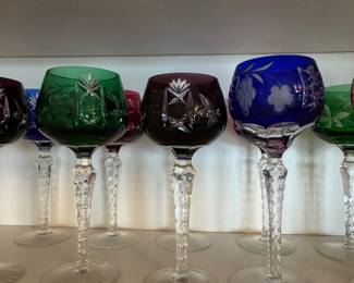 Bohemian Cut Crystal Colored Wine Glasses Set third image