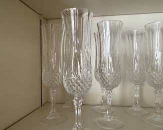 Cristal DArquesDurand Longchamp Pattern Crystal Flute Glasses