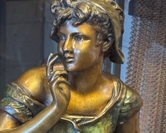 Bronze Sculpture of a Young Woman by Auguste Moreau, Chant de lalouette Song of the Lark after Hippolyte Franois Moreau second image