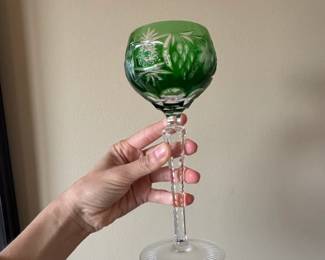 Nachtmann Traube Emerald Green Cut Crystal Wine Glass