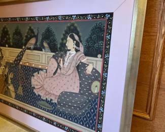 Mughal Miniature Painting of a Lady Smoking a Hookah second image