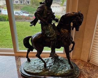 Bronze Sculpture of an Arab Warrior on Horseback, After Alfred Barye