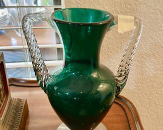 Vintage RARE Morgantown Glass Electra Vase with applied handles
