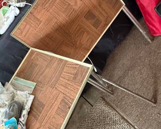 Mid-Century Modern Wood Grain Laminate Side Tables (Pair)