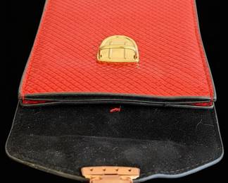 Red Textured Faux Leather Clutch/Wallet