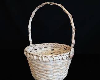 White Wash Wicker Flower Girl Basket