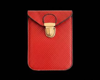 Red Textured Faux Leather Clutch/Wallet