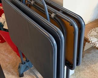 Cosco 5-Piece Foldable TV Tray Set with Storage Rack