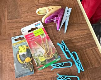 Assorted Home Hardware and Clothespins