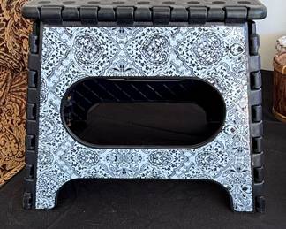 Folding Step Stool with Damask Pattern