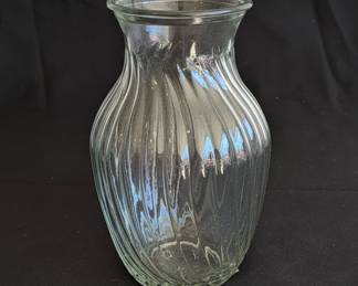 Vintage Hoosier Glass Clear Flower Vase Spiral Swirl