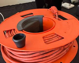 Orange Extension Cord Reel with Center Spin Handle