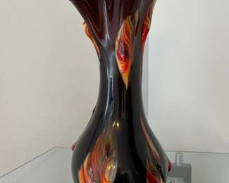 Signed studio art glass vase by E. Zareh.