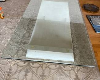 ½" beveled glass top on sculptural marble base.
