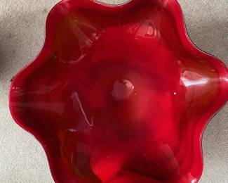 Mario Art Glass Studio Ruffle Bowl, top view 17" wide)
