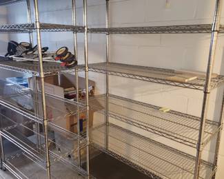 Qty 3 metal wire shelves