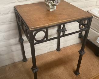 metal side table with wood top