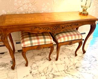 Ethan Allen FP Console Table with Benchs