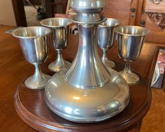 Kirk Stieff decanter set with lazy Susan tray