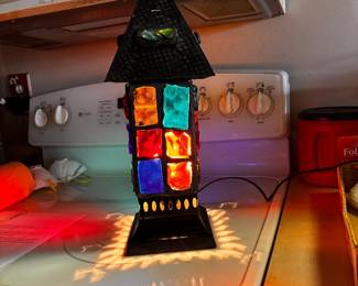 Vintage Peter Marsh glass chunk table lamp