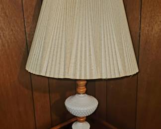 Vintage Hobnail milk glass lamp