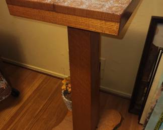 Antique oak plant stand