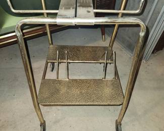 Vintage turntable and album cart