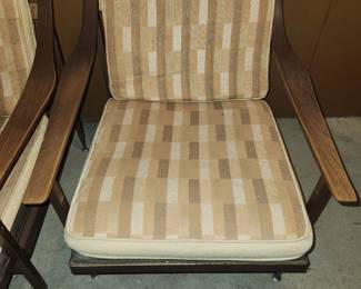 MCM fabric and wood chair qty 2