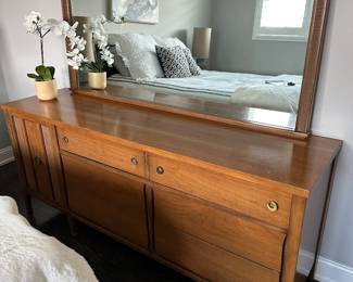 MCM walnut dresser with mirror $400