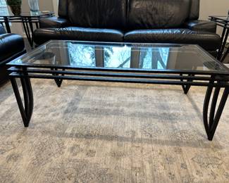 Matching metal/glass coffee table 48" x 24" x 18"H - $75