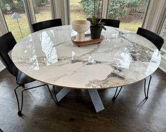 60" diameter sintered stone dining table - $600