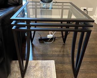 (2) matching metal/glass end tables 20" x 24" x 22"H - $45 each