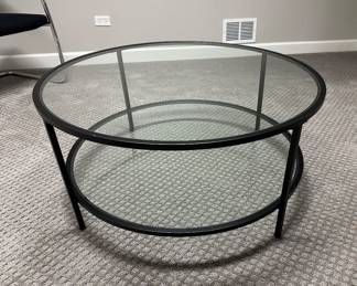 45" diameter glass/metal coffee table - $70