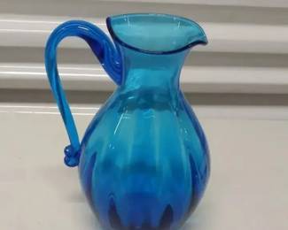 Blenko  Ribbed Glass Pitcher